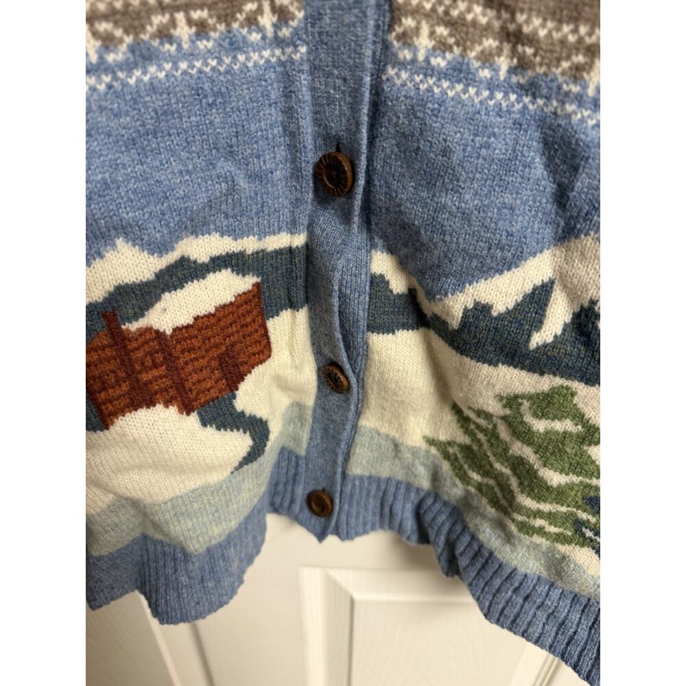 Woolrich Cardigan Sweater Small Knit Wool Winter Snow Cabin Christmas SP Hole - Picture 4 of 7